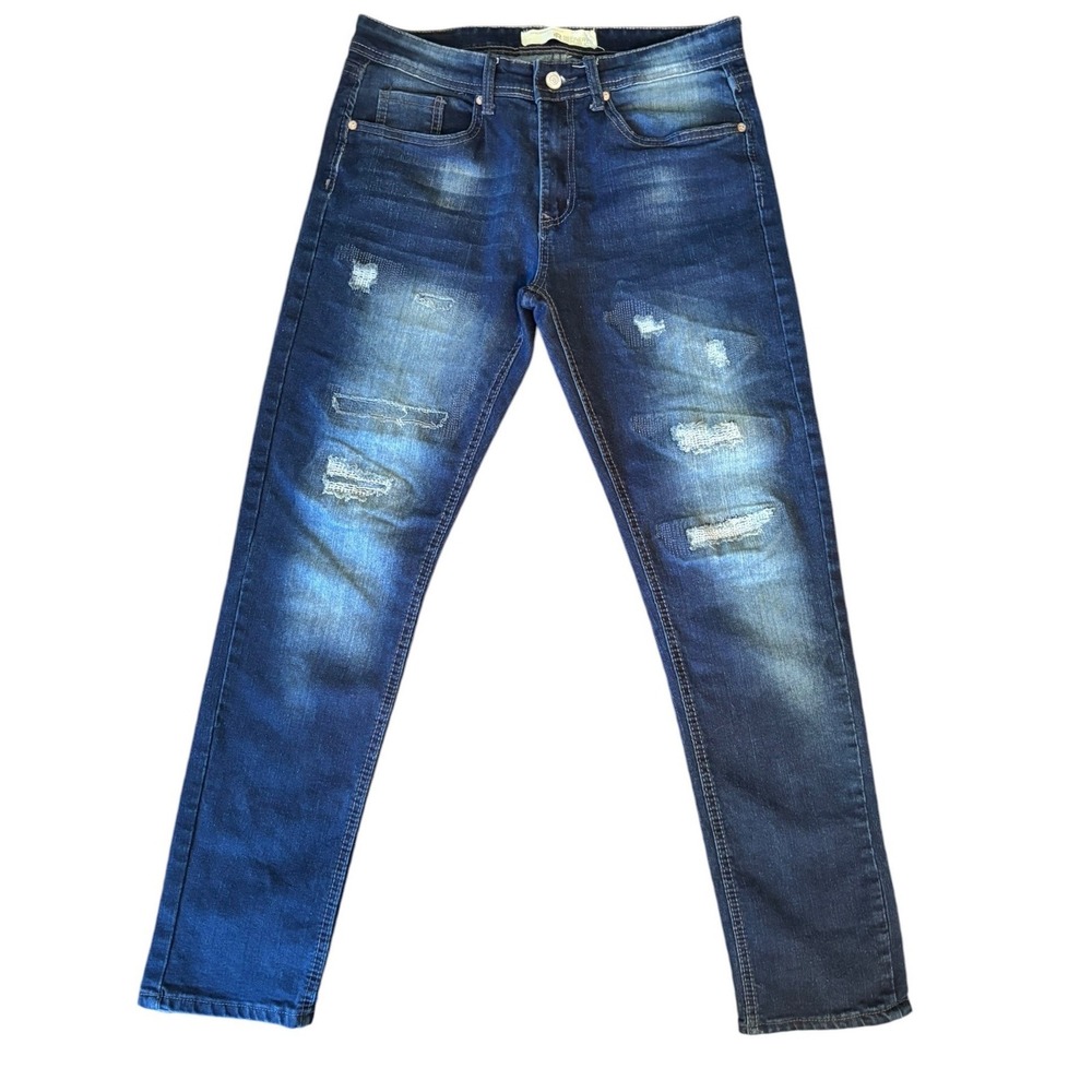 Refinery Republic Distressed Slim Fit Jeans Mens 30x30 Y2K Stacked Denim